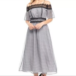 Nanette Lepore Cold Should Gingham Midi Dress Black size 2